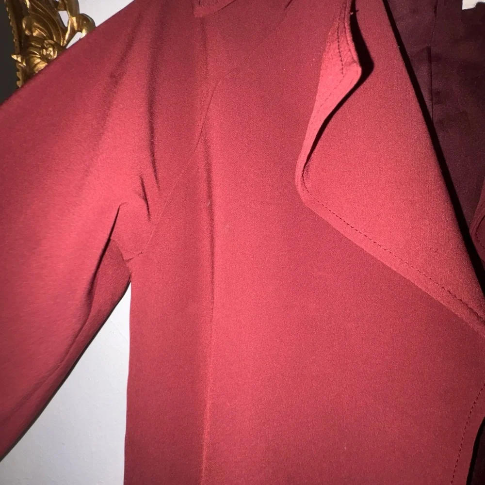 Elegant Burgundy Long Coat | Chic Parisian Style | XS